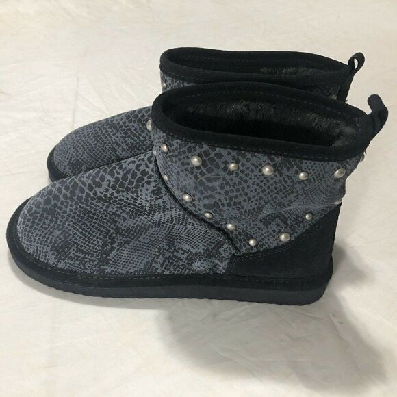 Victoria's Secret PINK Snakeskin Print Ankle Boot Fur Lined 7/8 M - Picture 1 of 8